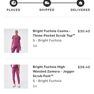 Figs Fuchsia scrub top and jogger bottoms set size small
